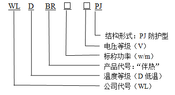 WLDBR-30-220-PJ防护型自限温电伴热带型号说明